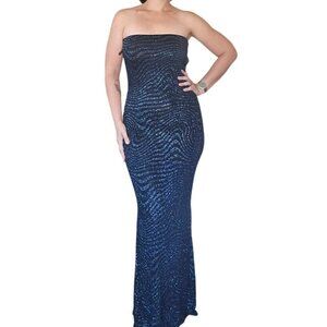 NWT Vintage y2k Gunne Sax Jessica McClintock Blue Sequined Gown Junior Size 11